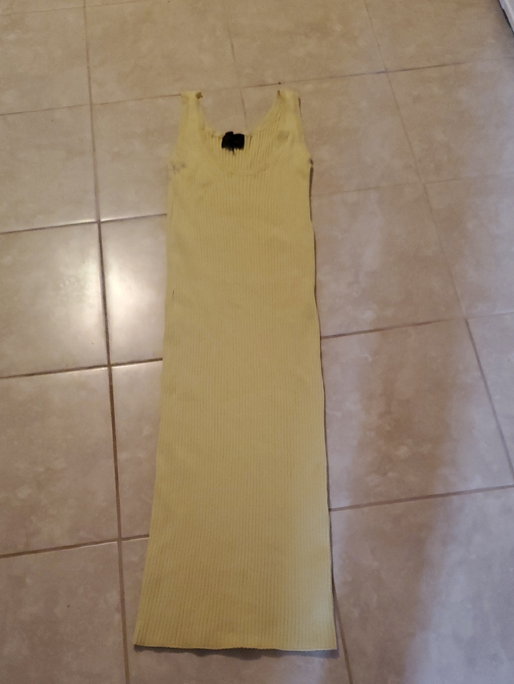 Birgitte Herskind Ribbed Maxi Tank Dress in Pale Yellow